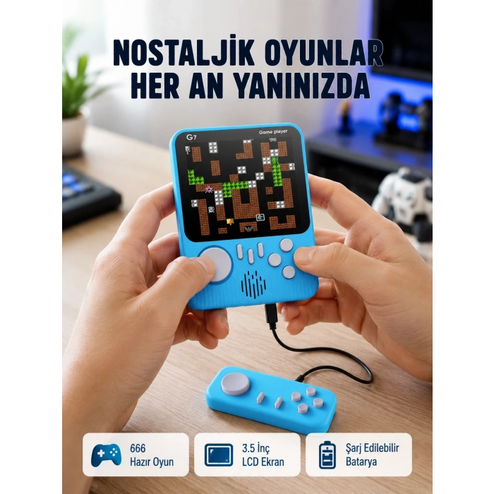 Mey İthalat® 666 Klasik Oyunlu Mini Retro Konsol – Büyük Ekran Desteği