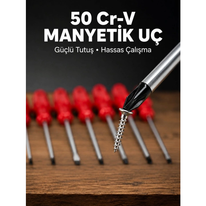 Mey İthalat® 7 Parça Tornavida Seti Manyetik Uç Ergonomik Sap