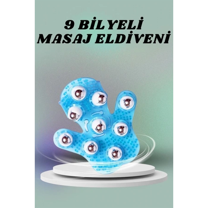 Mey İthalat® 9 Bilyeli El Şeklinde Omuz Bacak Masaj Aleti Masaj Eldiveni Giyilebilir Plastik Vücut Sıkılaştırıcı