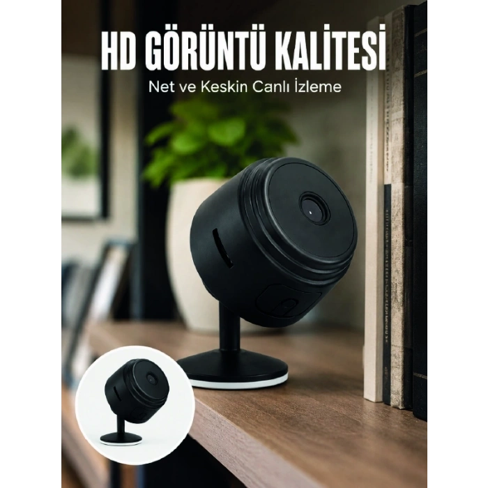 Mey İthalat® A9 Mini Wi-Fi Güvenlik Kamerası HD Gece Görüşlü Hareket Algılamalı Kablosuz IP Kamera