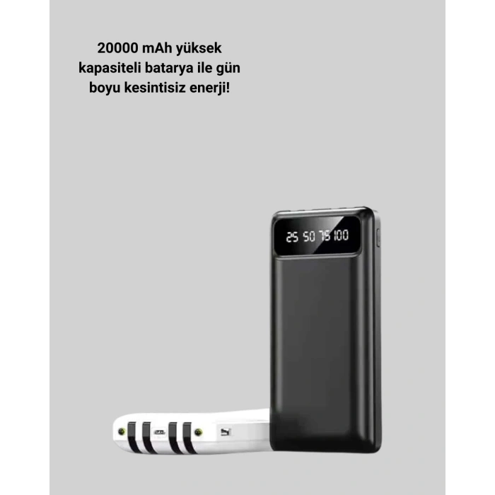 Mey İthalat® Akıllı LCD Ekranlı 20.000mAh Powerbank PD + USB + Type-C Yeni Nesil