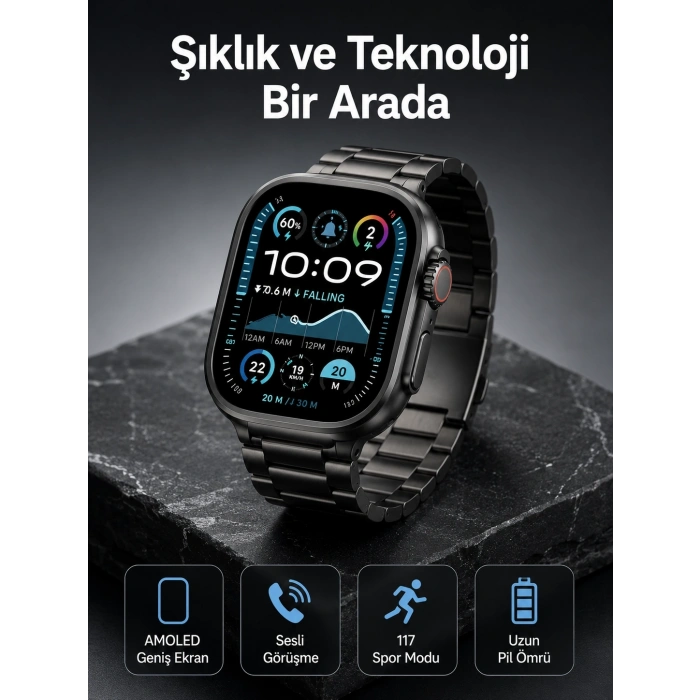 Mey İthalat® Akıllı Saat 3 Kordonlu Waterproof Adımsayar, Titreşim ve GPS Özelliği