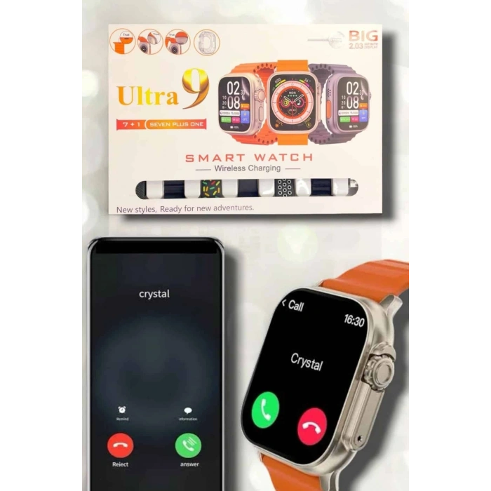 Mey İthalat® Akıllı Saat Bluetooth Bağlantılı 2.09 İnç HD Ekran ve Çok Yönlü Sağlık Takibi