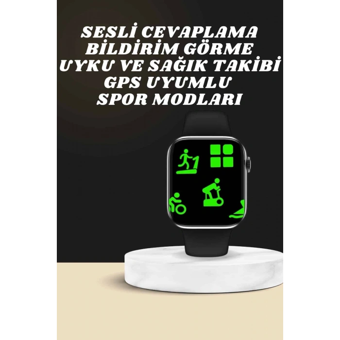 Mey İthalat® Akıllı Saat Wireless Şarj Yüksek Çözünürlüklü Müzik Dinleme Sesli Cevaplama