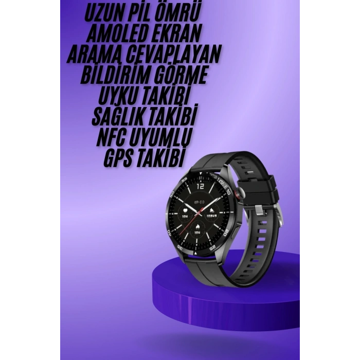 Mey İthalat® Amoled Ekran 3 Kordonlu Akıllı Saat 5.0 Bluetooth Bağlantılı Android ve İOS Uyumlu