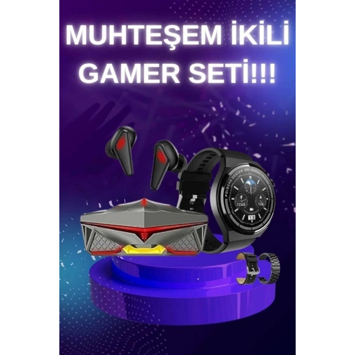 Mey İthalat® ANC Özellikli Bluetooth Kulaklık ve Amoled Ekran Akıllı Saat Uyku ve Sağlık Takibi Nabız Ölçer