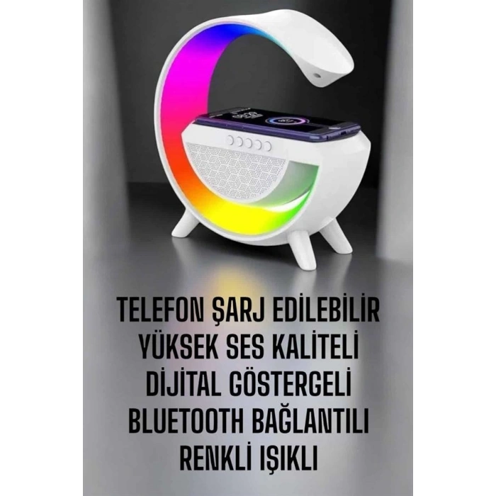 Mey İthalat® Android Uyumlu Akıllı Bluetooth Hoparlör Kablosuz Şarj Cihazı Standı