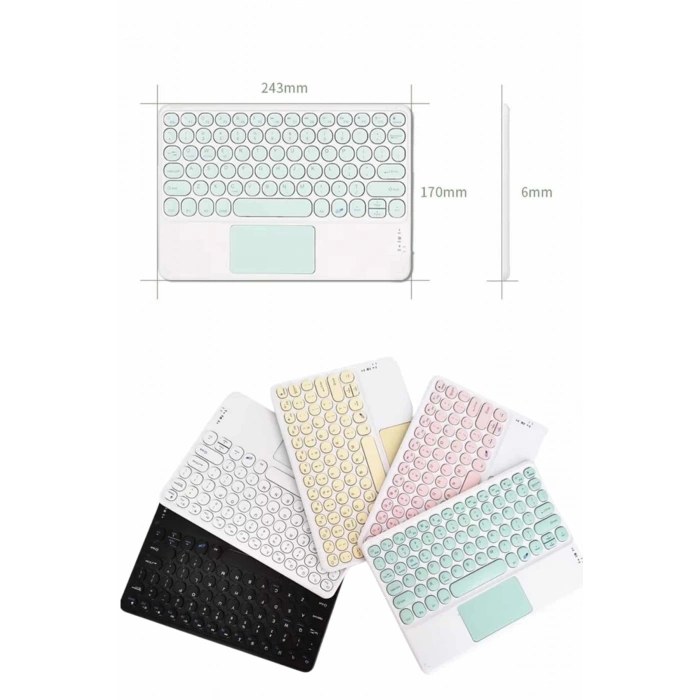 Mey İthalat® Android ve İOS Uyumlu Bluetooth Klavye Touchpad Slim Kablosuz Wifi Q Klavye