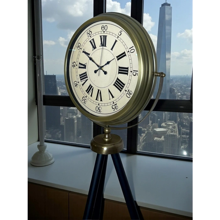 Mey İthalat® Antik Görünümlü Eskitme Tripod Ayaklı Saat