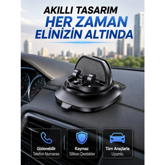 Mey İthalat® Araç Torpidosu İçin Telefon Tutucu Gizlenebilir Park Telefon Numaralı Stand