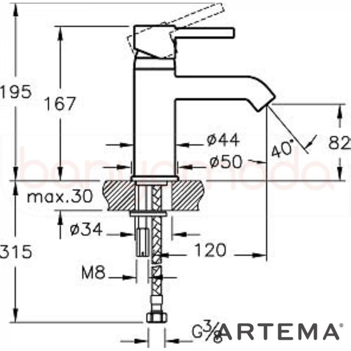 Mey İthalat® Artema A41984 Minimax S Lavabo Bataryası