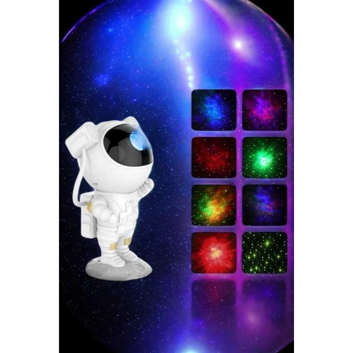 Mey İthalat® Astronot Bluetooth Hoparlör Gökyüzü Projektör Gece Lambası