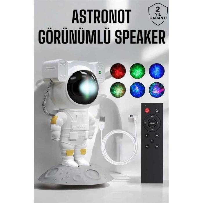 Mey İthalat® Astronot Görünümlü Projeksiyon Speaker Taşınabilir