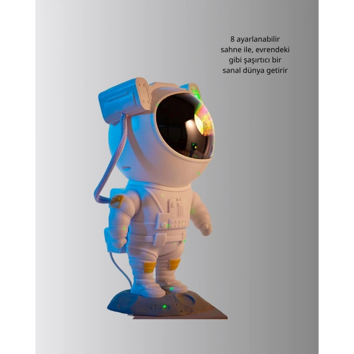 Mey İthalat® Astronot Şekilli Galaxy Projeksiyon Lambası Nebula Efektli Dekoratif Lamba