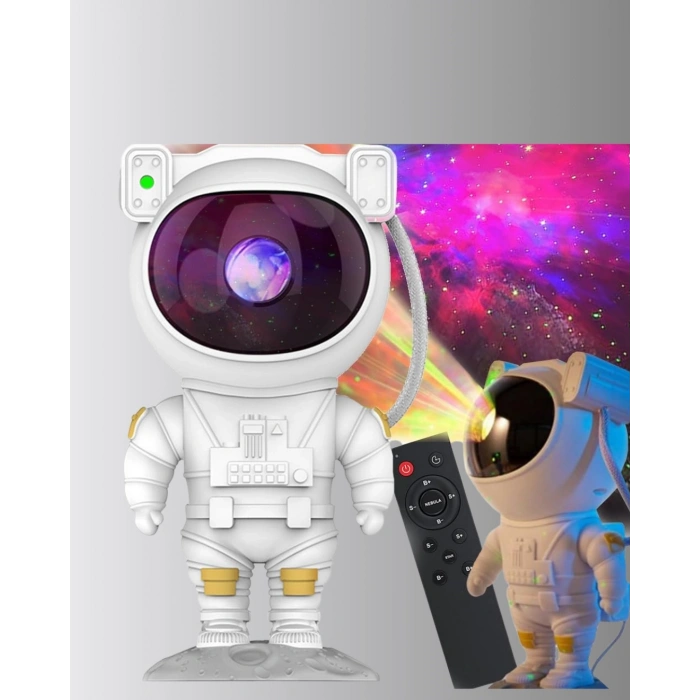 Mey İthalat® Astronot Şekilli Galaxy Projeksiyon Lambası Nebula Efektli Dekoratif Lamba