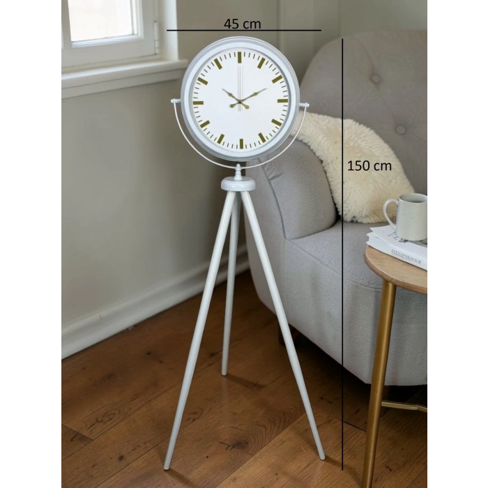 Mey İthalat® Aura Beyaz Tripod Ayaklı Saat