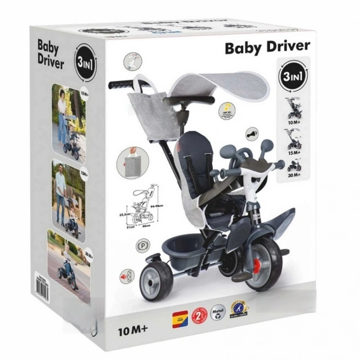 Mey İthalat® Baby Driver 3 Tekerlekli Bisiklet Gri