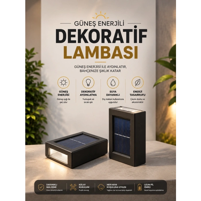 Mey İthalat® Bahçe Aydınlatması Solar Güneş Enerjili Dekoratik Led Işıklı Lamba
