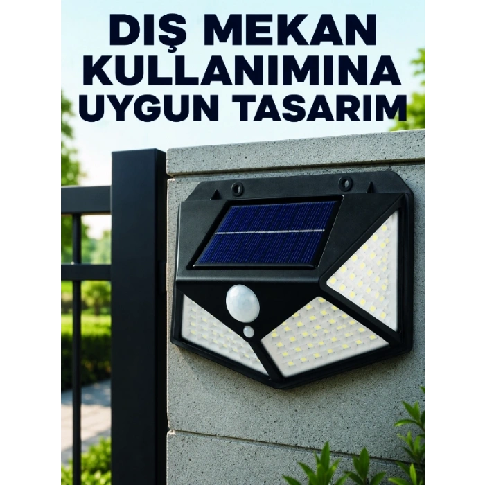 Mey İthalat® Bahçe Balkon Garaj ve Girişler İçin Güneş Enerjili Hareket Sensörlü LED Duvar Lambası