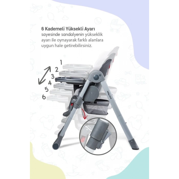 Mey İthalat® BC511 Plus Mama Sandalyesi Antrasit