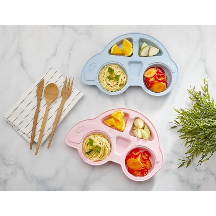Mey İthalat®  Bebekler İçin Araba Şeklinde Sevimli Mama Tabağı Çocuk Tabldot