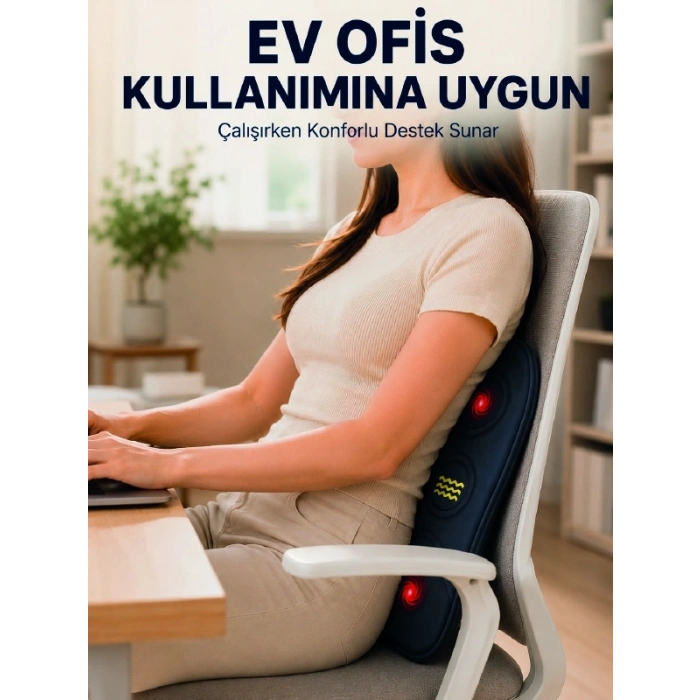 Mey İthalat® Bel Destek Minderi Isıtmalı Masaj Özellikli Günlük Kullanım