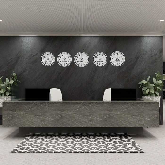 Mey İthalat® Beyaz 5’li Dünya Saat Seti 36 cm Standart