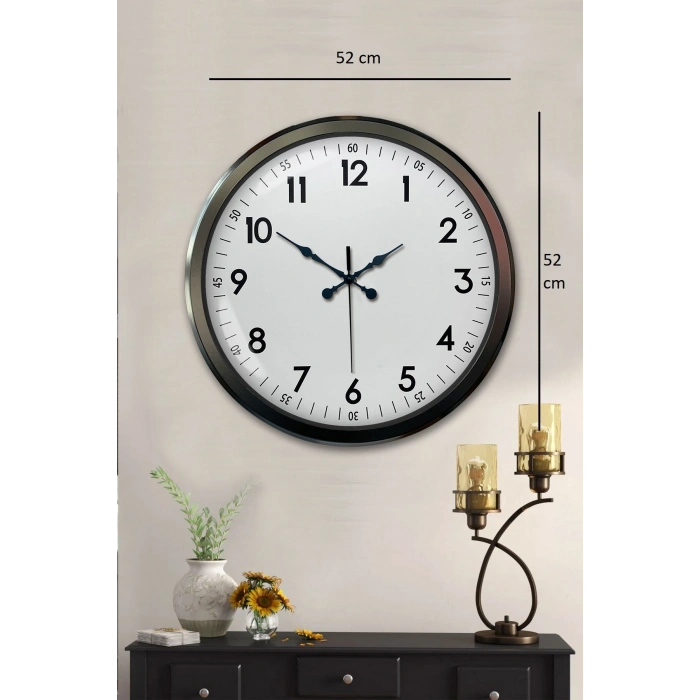 Mey İthalat® Black Classic 52 Cm Metal Modern Ve Şık Duvar Saati