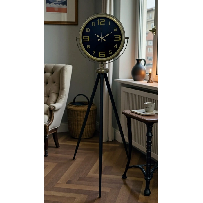 Mey İthalat® Black Noble Eskitme Tripod Ayaklı Saat