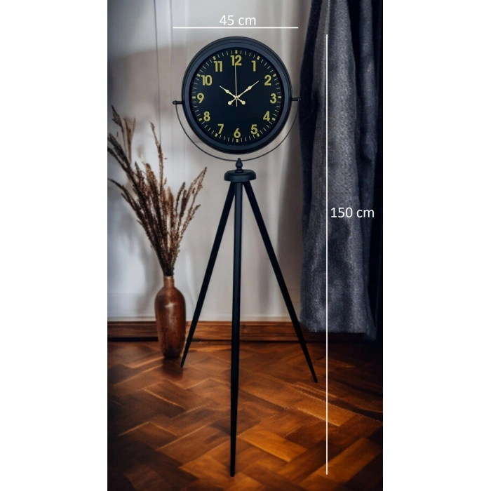 Mey İthalat® Black Prime Gold Rakamlı Tripod Ayaklı Saat