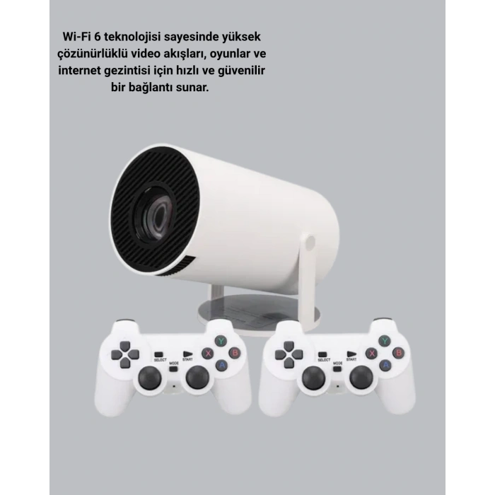 Mey İthalat® Bluetooth 5.0 ve Wi-Fi 6 Akıllı 4K Projeksiyon