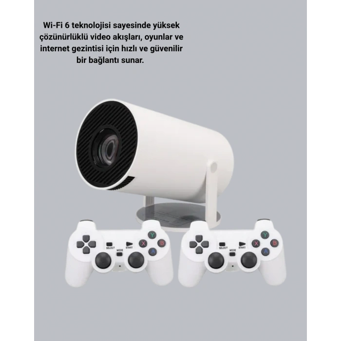 Mey İthalat® Bluetooth 5.0 ve Wi-Fi 6 Akıllı 4K Projeksiyon Yeni Nesil