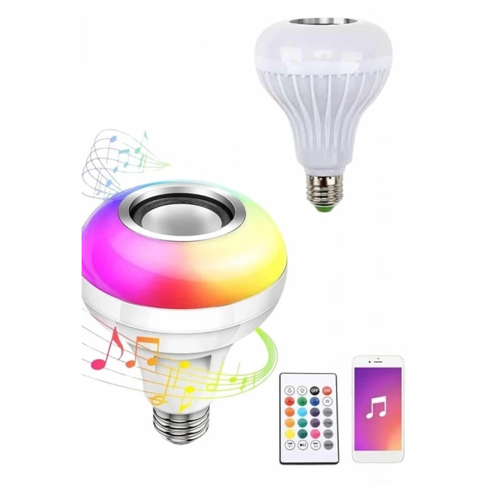 Mey İthalat® Bluetooth Hoparlör Akıllı Rgb Led Işık Renk Değiştirme Ses Bombası Ampül Görünümlü