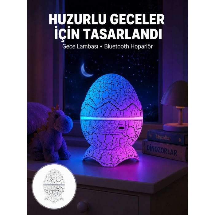 Mey İthalat® Bluetooth Hoparlör Özellikli 7 Renkli Gece Aydınlatması Yeni Nesil