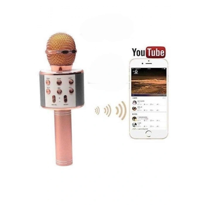 Mey İthalat® Bluetooth Hoparlör USB AUX SD Kart Kaoroke Mikrofon Uzun Pil Ömrü