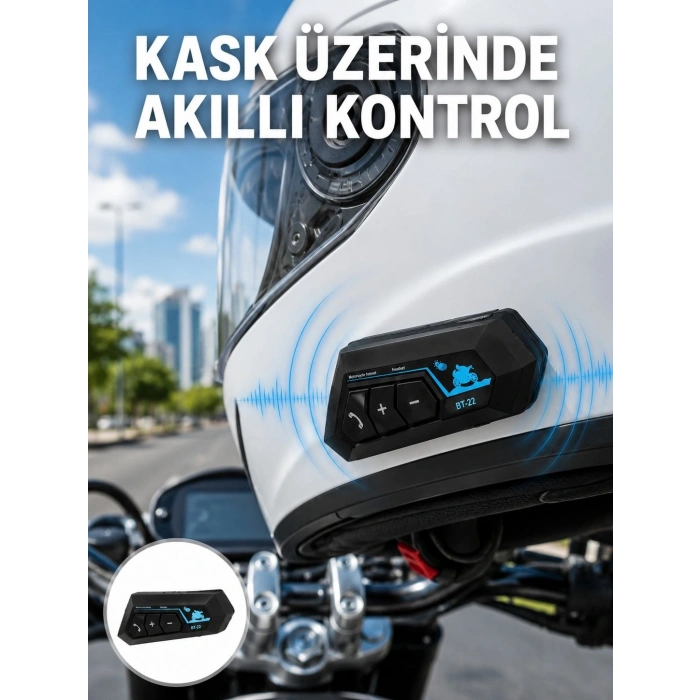 Mey İthalat® Bluetooth Kask Kulaklığı Intercom 5.0 Bluetooth Android ve İOS Uyumlu Yeni Nesil