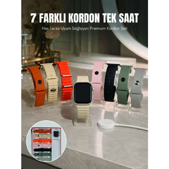 Mey İthalat® Bluetooth Konuşmalı Akıllı Saat 7 Farklı Kordonlu iOS ve Android Uyumlu Akıllı Kol Saati