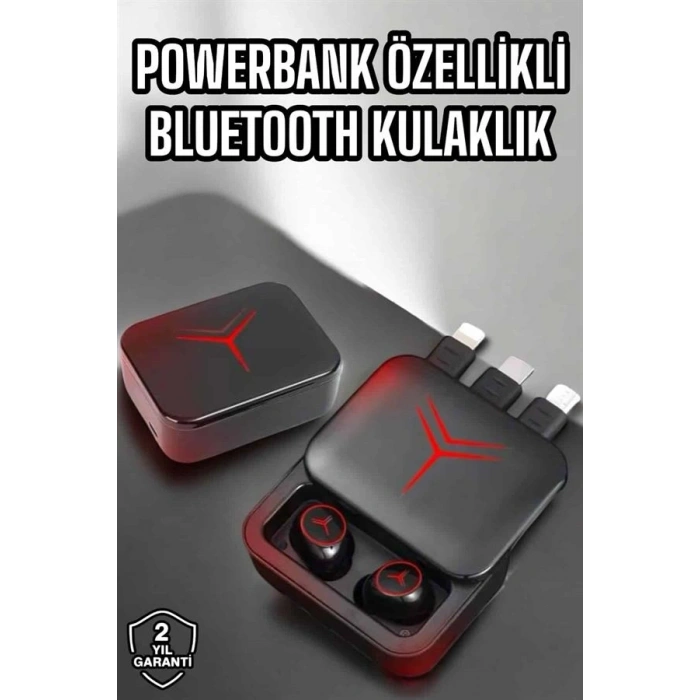Mey İthalat® Bluetooth Kulaklık Powerbank Özelliği Yüksek Ses Kaliteli TWS Kulaklık