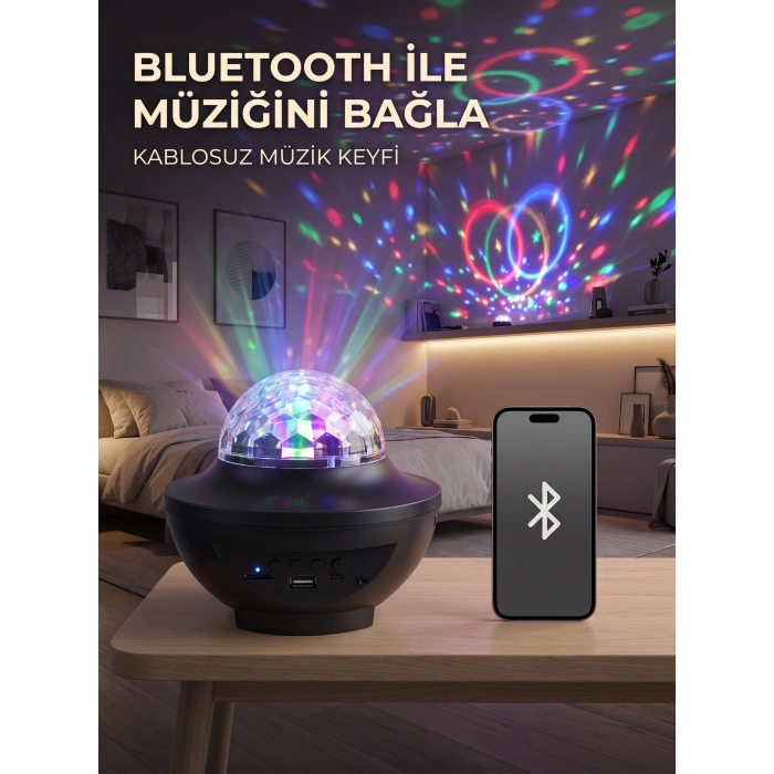 Mey İthalat® Bluetooth RGB Parti Işığı Hoparlörlü Disko Lambası MP3 USB ve Hafıza Kartı Destekli