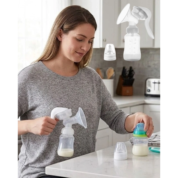 Mey İthalat® BPA İçermez Manuel Anne Sütü Pompası Biberon Başlıklı Ergonomik