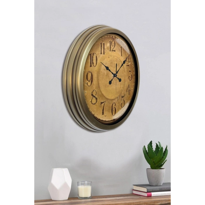 Mey İthalat® Bronz Nostalji 40 Cm Metal Eskitme Duvar Saati