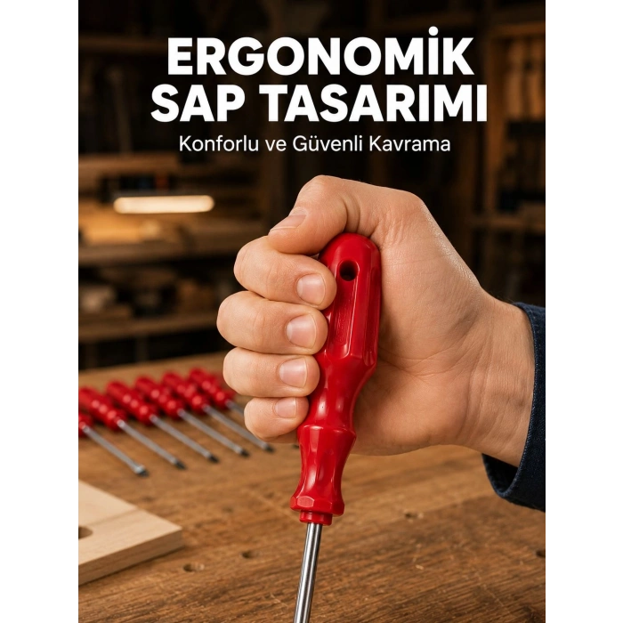 Mey İthalat® Çelik 7li Tornavida Seti Ergonomik Sap Profesyonel Kullanım