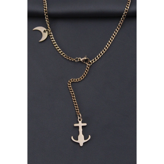 Mey İthalat® Çelik Rose Renk Çapa Tasarımlı Kadın Kolye