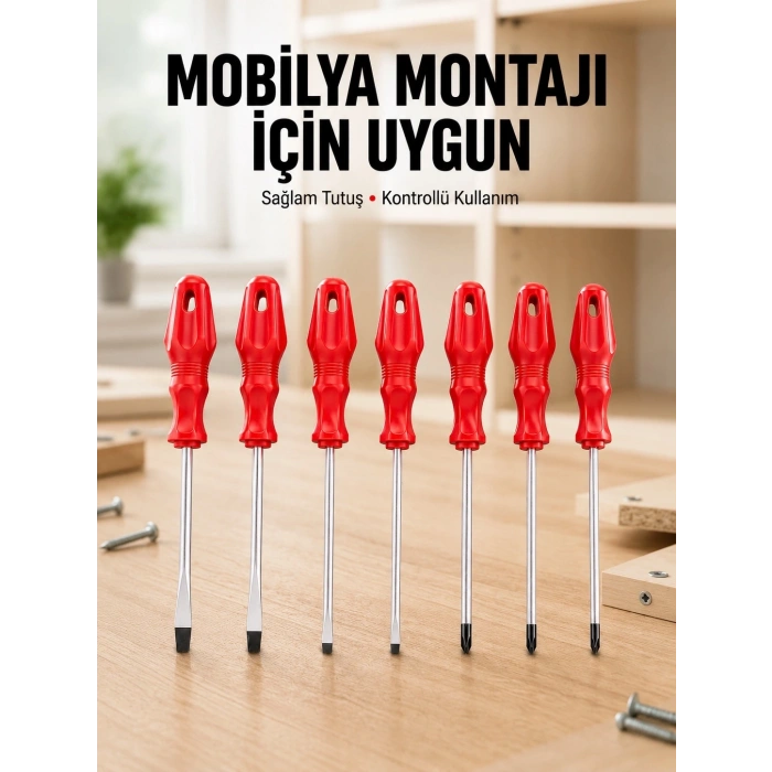 Mey İthalat® Çeşitli Vidalama İşleri İçin 7li Tornavida Takımı