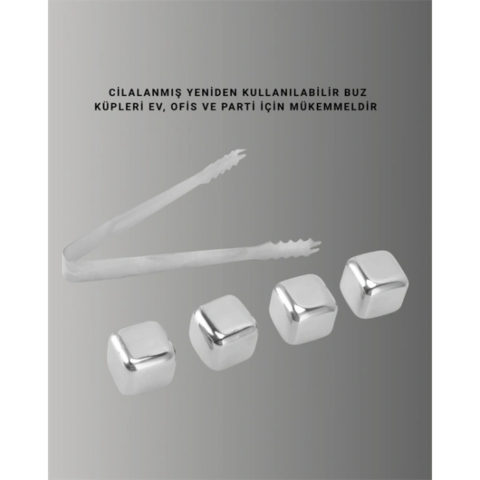 Mey İthalat® Çevre Dostu Metal Buz Küpü ve Kullanışlı Klips Seti Yeni Nesil