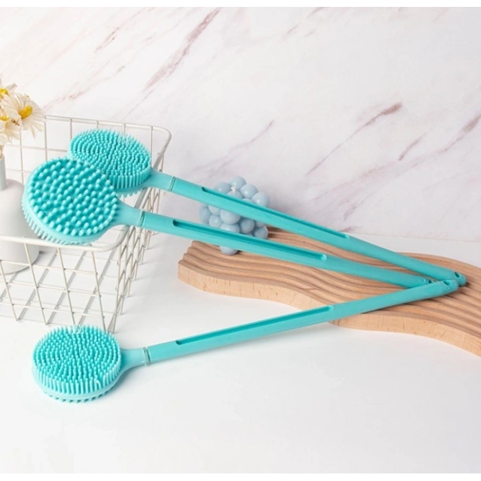 Mey İthalat® Çift Taraflı Silikon Uzun Saplı  Banyo Fırçası CM-331