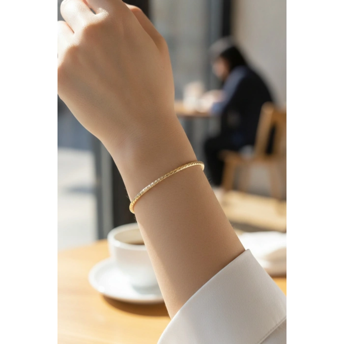 Mey İthalat® CM Gold Renk Lazer Kesim Model 65 mm Bilezik