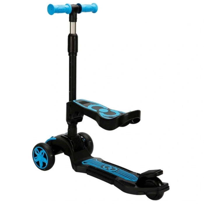 Mey İthalat®  Cool Wheels Combo 3 Tekerlekli Katlanabilir Işıklı Oturaklı Scooter