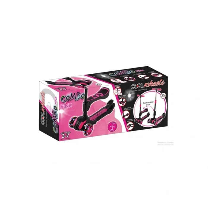 Mey İthalat®  Cool Wheels Combo Oturaklı Scooter Pembe