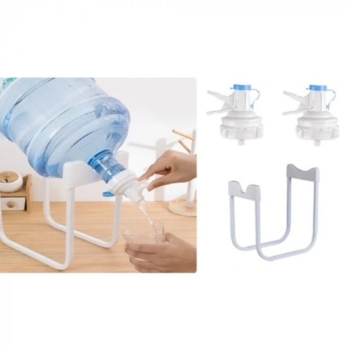 Mey İthalat® Damacana Musluk Başlığı ve Metal Ayak Stand Seti